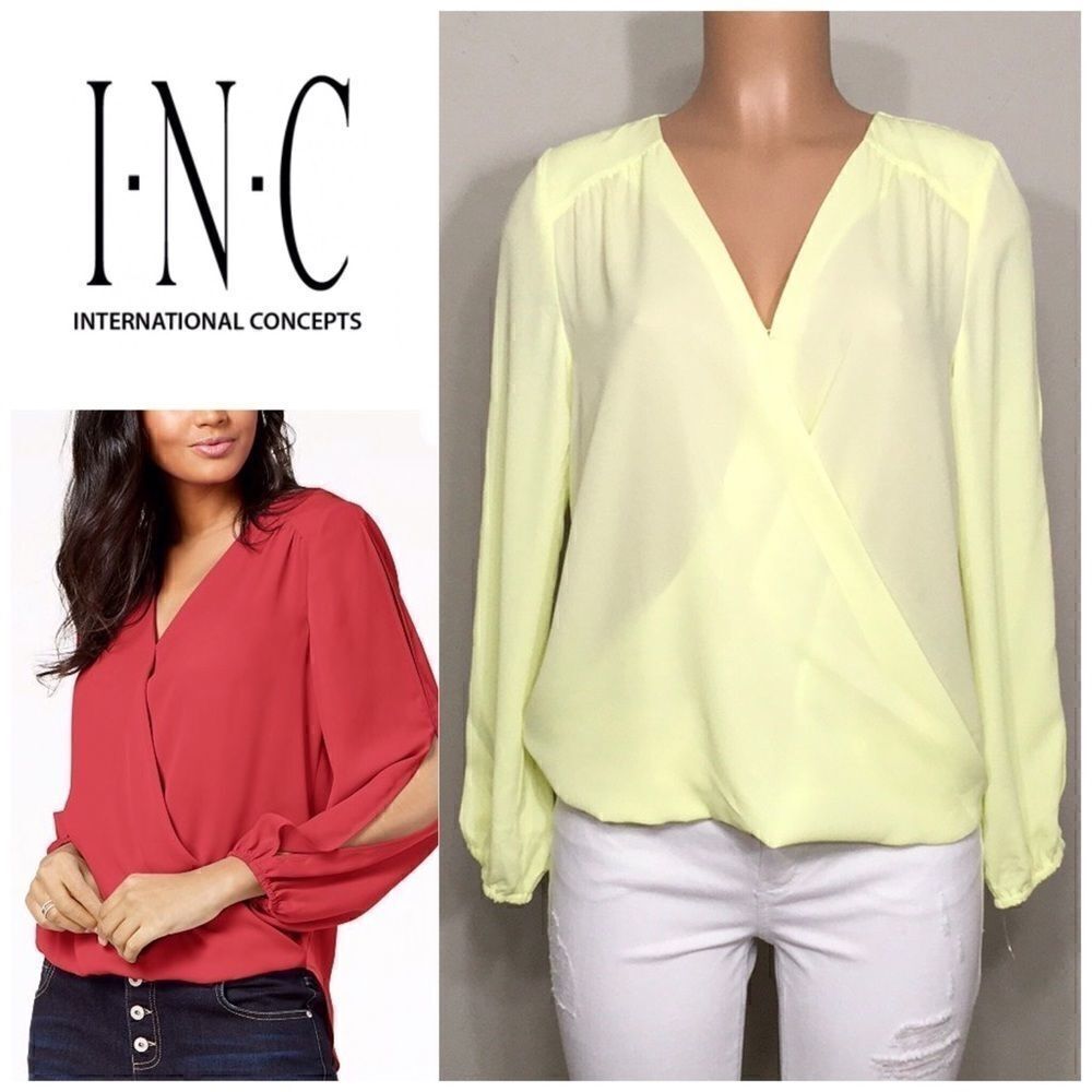 New Lemon yellow drape top. NWOT